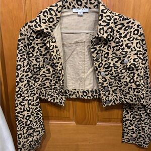 FAVLUX Tan and Black Leopard Print Jean Jacket